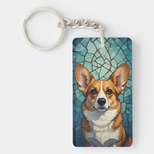 Corgi-Hundeporträt für Hundeliebhaber Schlüsselanhänger