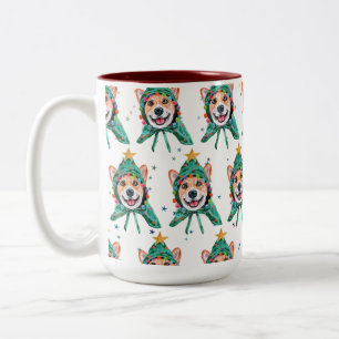 Corgi-Hunderasse Weihnachten Zweifarbige Tasse
