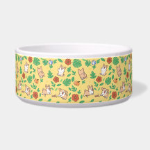 Corgi-Hundeschüssel Sommer Floral Kawaii Haustierg