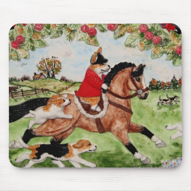 Corgi Huntsman fährt zu Hunden Mousepad (Vorne)