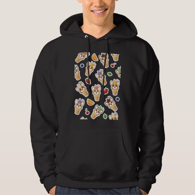 Corgi Ice Cream Cone Muster Hoodie (Vorderseite)