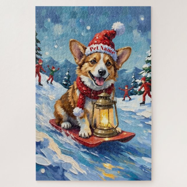 Corgi Ice Slider Christmas Lantern Hat (Vertikal)