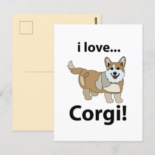 Corgi Ich liebe Corgi Postkarte