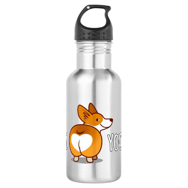 Corgi - Ich Liebe Sie Edelstahlflasche (Vorderseite)