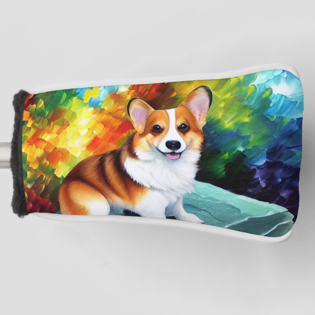 Corgi im Garten Golf Head Cover Golf Headcover (Vorderseite)