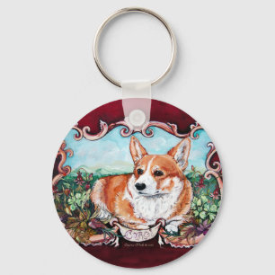 Corgi im Garten! Schlüsselanhänger