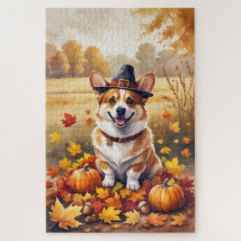 Corgi im Herbst hinterlässt Erntedank Kunst