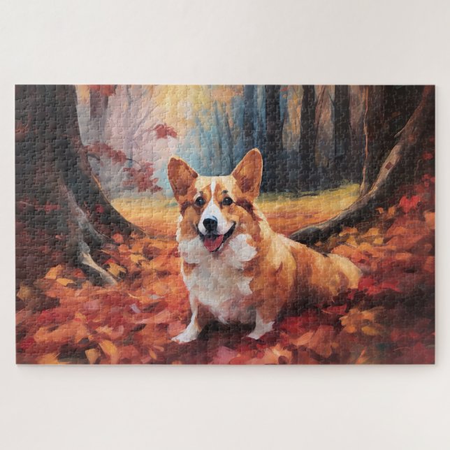 Corgi im Herbst Leaves Fall Inspiriert (Horizontal)