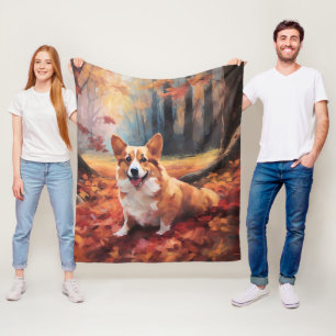 Corgi im Herbst Leaves Fall Inspiriert Fleecedecke
