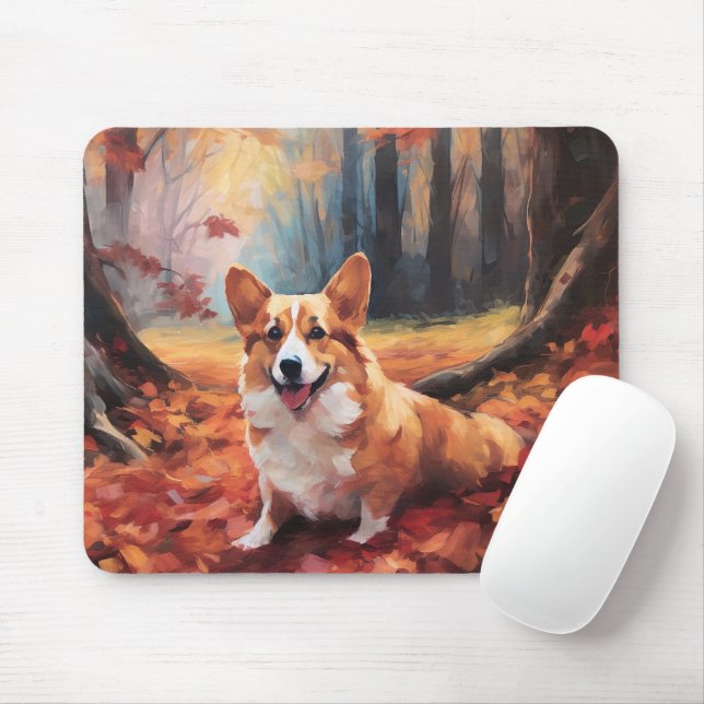Corgi im Herbst Leaves Fall Inspiriert Mousepad (Mit Mouse)