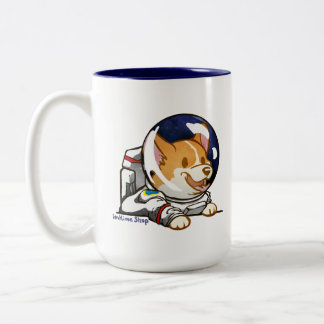 Corgi im Raum-Anzug Zweifarbige Tasse