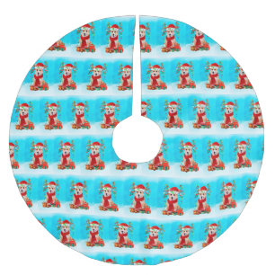 Corgi im Schnee mit Weihnachtsgeschenken Polyester Weihnachtsbaumdecke