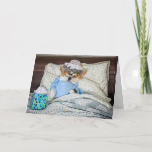 Corgi in Bed obtenir une carte de bienvenue