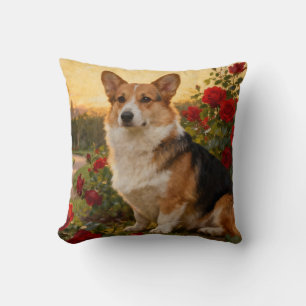 Corgi in den Rosen II Kissen