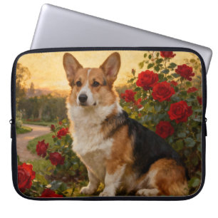 Corgi in den Rosen II Laptopschutzhülle