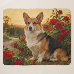 Corgi in den Rosen II Sherpadecke