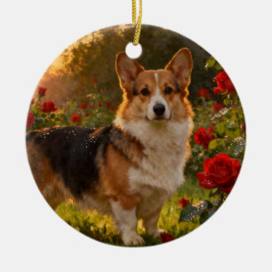 Corgi in den Rosen IV Ornament