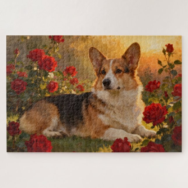 Corgi in den Rosen VI (Horizontal)