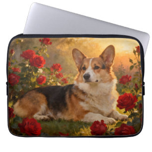 Corgi in den Rosen VI Laptopschutzhülle