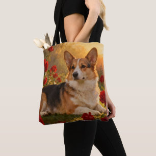 Corgi in den Rosen VI Tasche