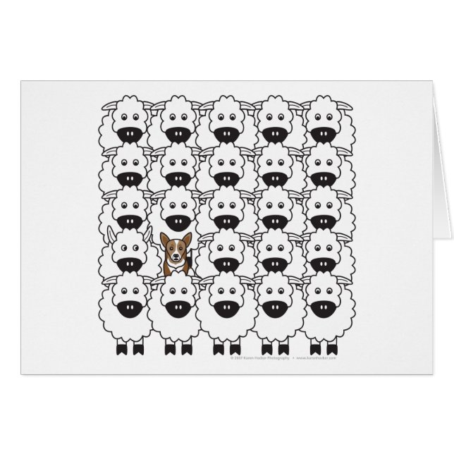 Corgi in den Schafen (Vorderseite (Horizontal))
