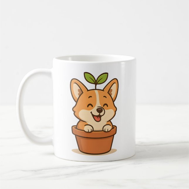 Corgi in einem Pot-Trinkbehälter - Niedlicher Hund Kaffeetasse (Links)