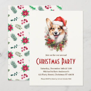 Corgi in einer Weihnachtsmannmütze Pet Hund Weihna Einladung