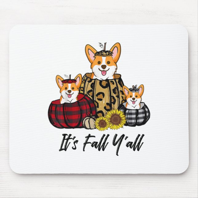 Corgi in Leopard Pumpkin Herbst Erntedank Mousepad (Vorne)