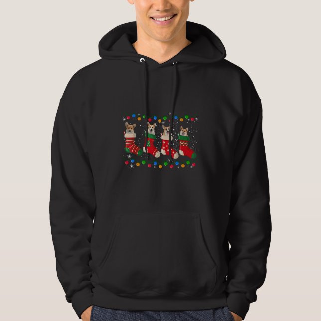 Corgi in Socken Weihnachten Hoodie (Vorderseite)