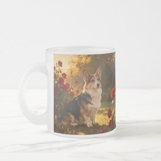 Corgi in the Roses I Mattglastasse (Links)