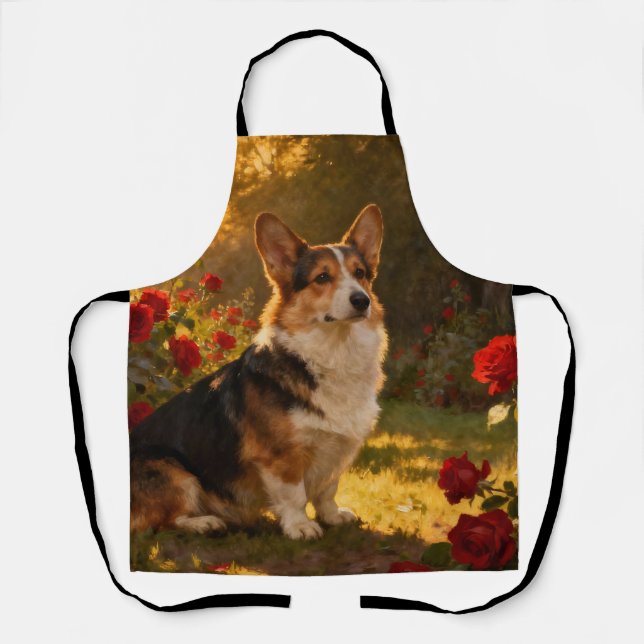Corgi in the Roses I Schürze (Vorderseite)