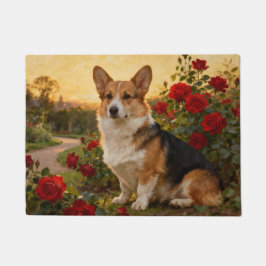 Corgi in the Roses II Fußmatte