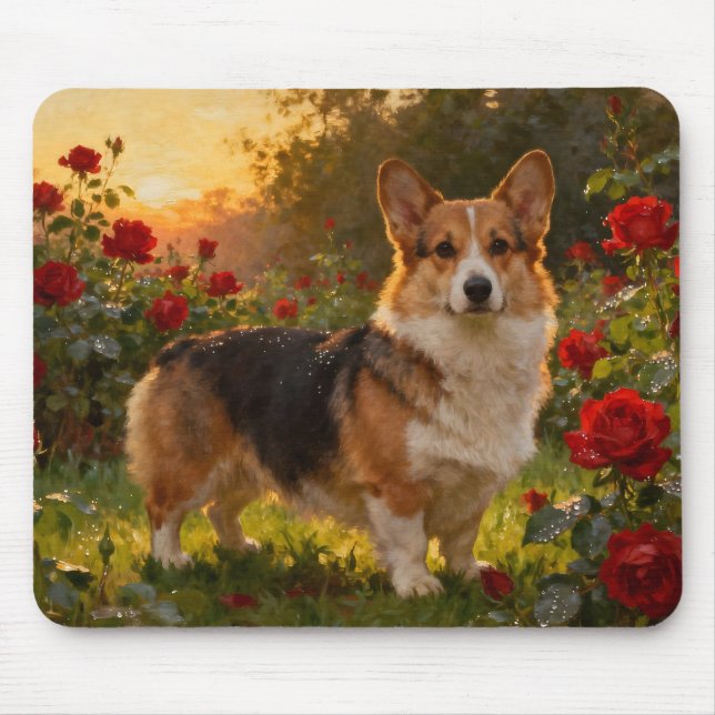 Corgi in the Roses IV Mousepad (Vorne)