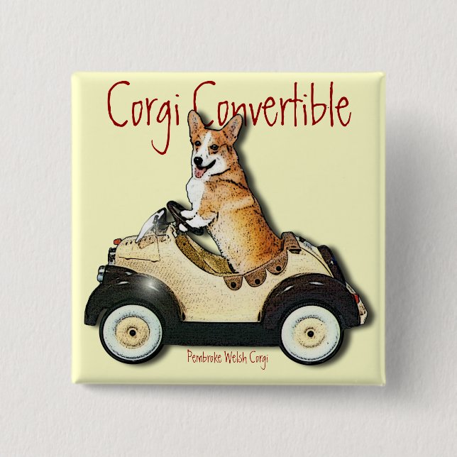 Corgi-Kabriolett Button (Vorderseite)