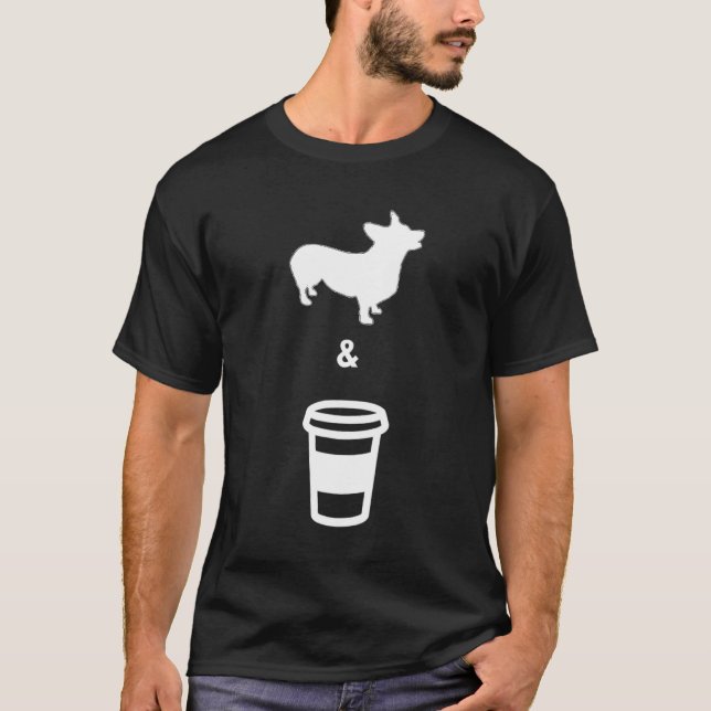 Corgi Kaffee Männer Frauen T-Shirt (Vorderseite)