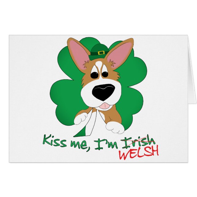 Corgi Kiss Me I'm Welsh Card (Vorderseite (Horizontal))