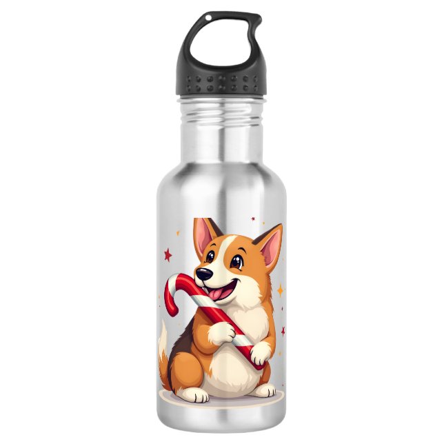 Corgi Lebkutscherfreude Edelstahlflasche (Vorderseite)