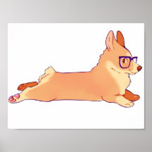 Corgi legt Plakat
