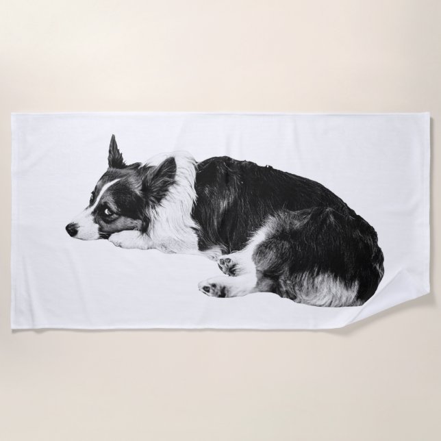 Corgi Leise Linie Strandtuch (Vorderseite)