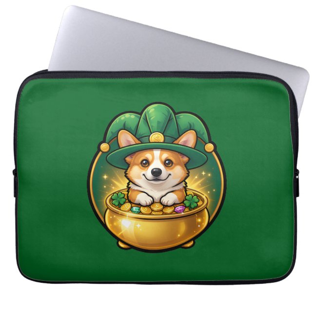 Corgi Leprechaun Pot of Gold St. Patrick’s Day T Laptopschutzhülle (Vorderseite)