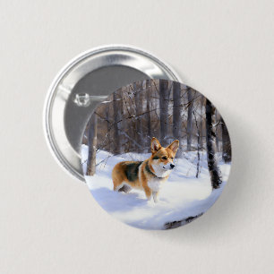 Corgi Let It Snow Weihnachten Button