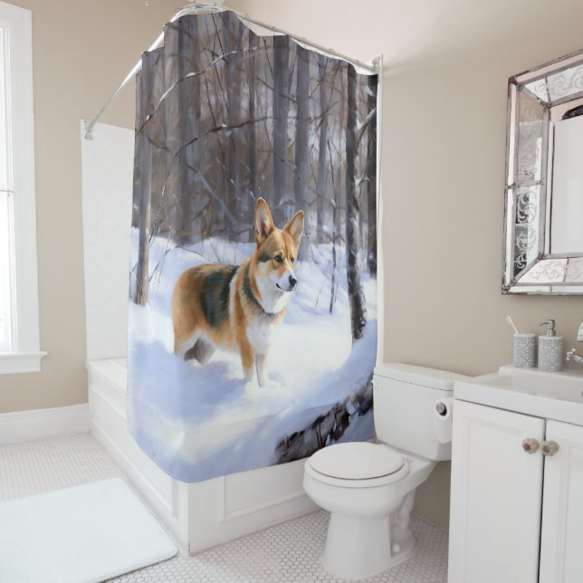 Corgi Let It Snow Weihnachten Duschvorhang (Beispiel)