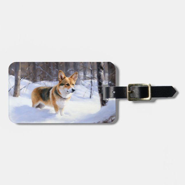 Corgi Let It Snow Weihnachten Gepäckanhänger (Vorderseite horizontal)