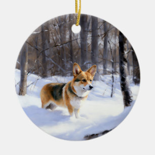 Corgi Let It Snow Weihnachten Keramik Ornament