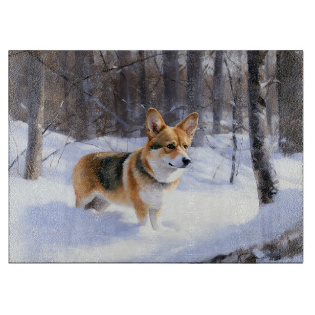 Corgi Let It Snow Weihnachten Schneidebrett (Vorderseite)