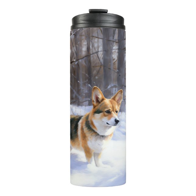 Corgi Let It Snow Weihnachten Thermosbecher (Vorderseite)
