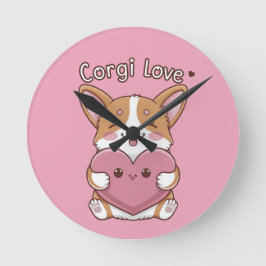 Corgi Liebe Wall Clock Runde Wanduhr