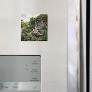 Corgi liest lokale Zeitung im Garten Magnet