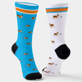Corgi Life | Männer Socken | Tricolor v1 | Blau