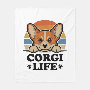 Corgi Life Shirt Vintage Gravur Hunde Liebhaber Ku Fleecedecke